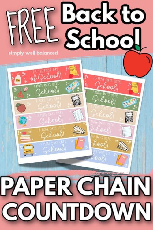 Free printable back to school paperchain countdown