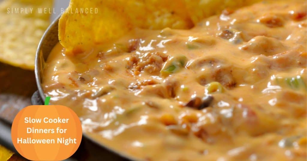 Taco Dip for Halloween Dinner. Made in the Slow Cooker. 