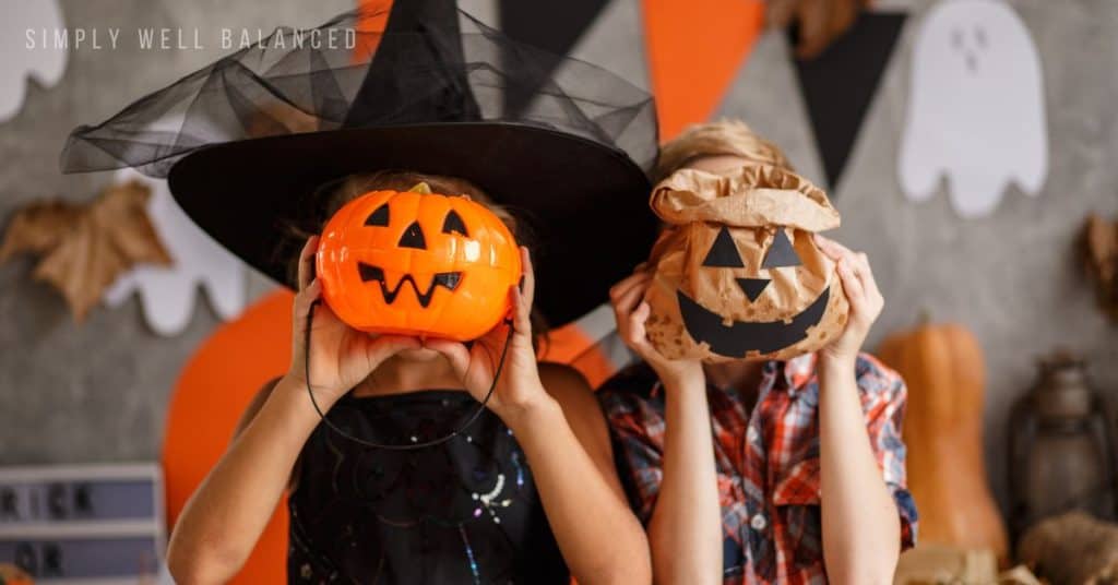 Kids being silly on Halloween. 
