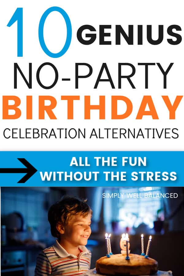 A boy blowing out the candles on his birthday cake. No party birthday ideas.