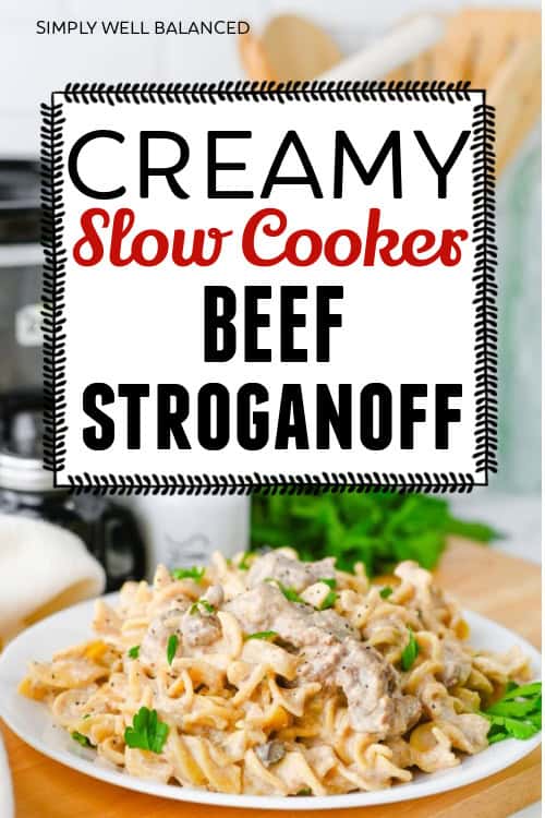 Creamy slow cooker beef stroganoff with tender beef and cream of mushroom soup serverd over egg noodles, fresh out of the crockpot. Cream Slow Cooker Beef Stroganoff Recipe